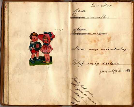 Gedichtje Leentje Mok en poësiealbum Miep Wessel
