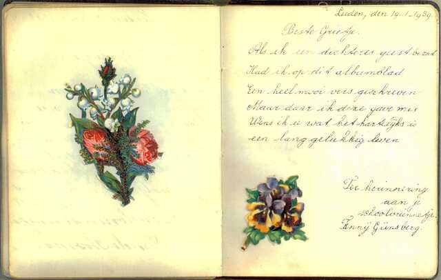 Poëzie-album gedicht van Fanny Günsberg