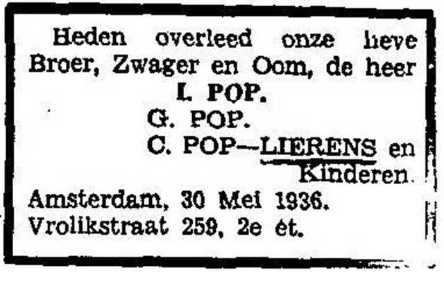 Overlijdensadvertentie.