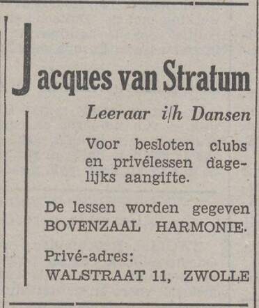 Provinciale Overijsselsche en Zwolsche courant, dag, 23 oktober 1940, pag. 8. Adv. Isaac (Jacques) van Stratum.
