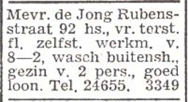 Advertentie van Rebecca de Jong-Wolff