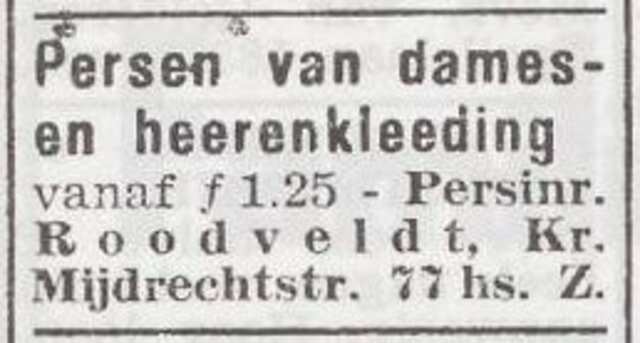 Advertentie van perser Israel Roodveldt