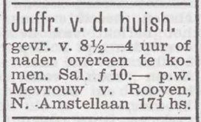 Advertentie van Anna van Rooyen-Polak