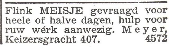 Advertentie van mw. Roosje Meijer-Kisch