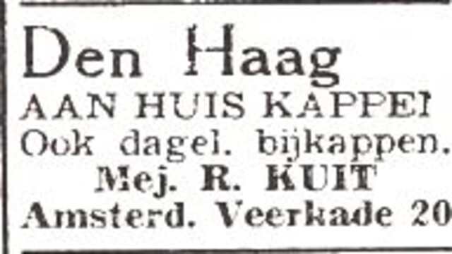Advertentie van kapster Rosella Kuit-Jacobson