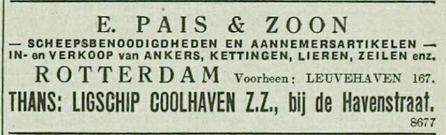 Rotterdamsch Nieuwsblad 10 september 1940, dag, pag. 8. Adv. E. Pais & Zn.