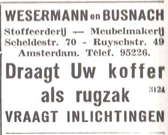 Advertentie van de firma Wesermann en Busnach