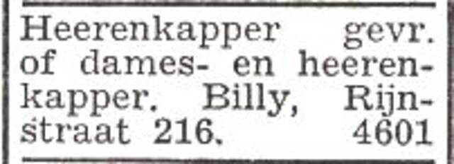 Advertentie van kapper Salomon Agsteribbe