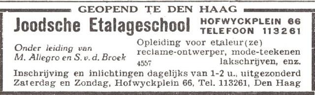 Advertentie van Salomon van Broek en M. Allegro