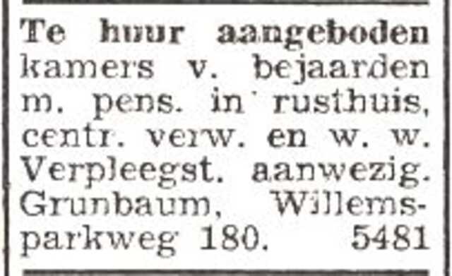 Advertentie te huur aangeboden van Sali Grünbaum