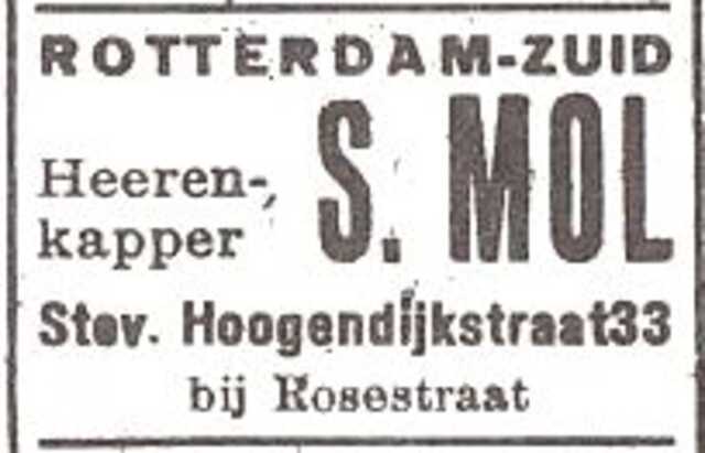 Advertentie van kapper Salomon Mol
