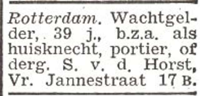 Advertentie van Salomon van der Horst