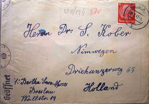 Letter to Salomon Kober 1942