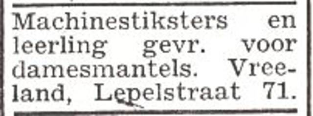 Advertentie van Salomon Vreeland