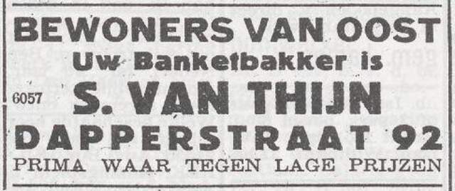 Advertentie van bakker Samuel van Thijn