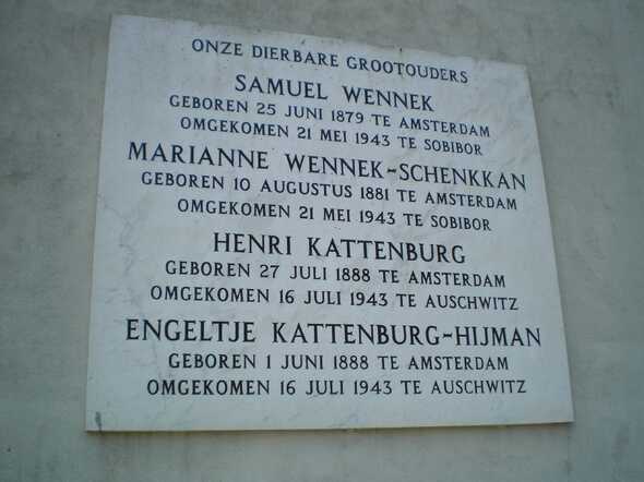 Commemorative plaque for Samuel Wennek