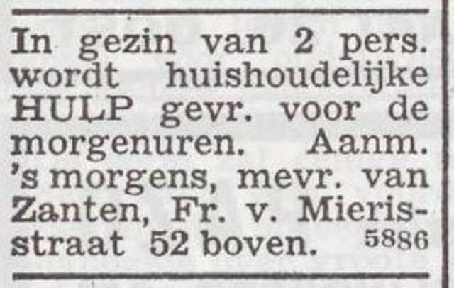 Advertentie van Sara van Zanten-Hendrix