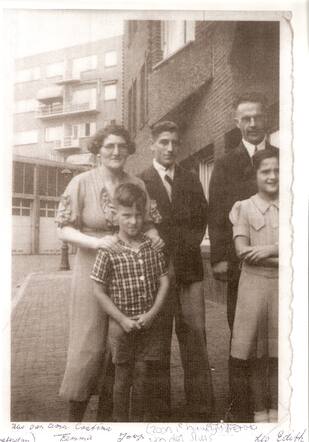 Femma Dasberg, Joop van der Sluis, Leo, Isaac en Edith Dasberg