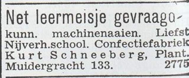 Advertentie van de heer Kurt Schneeberg