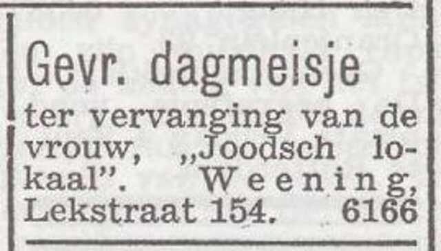 Advertentie van Siegfried Weening