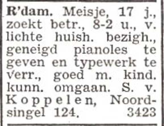 Advertentie 'personeel aangeboden' van Sili van Koppelen