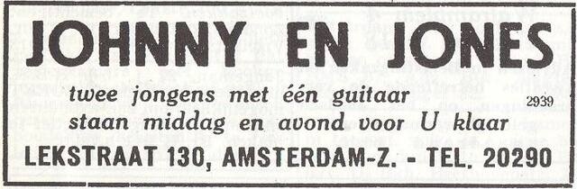 Advertentie van het duo Johnny en Jones
