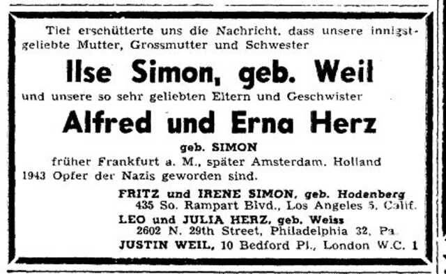 Ilse Simon-Weil en Alfred en Erna Herz-Simon