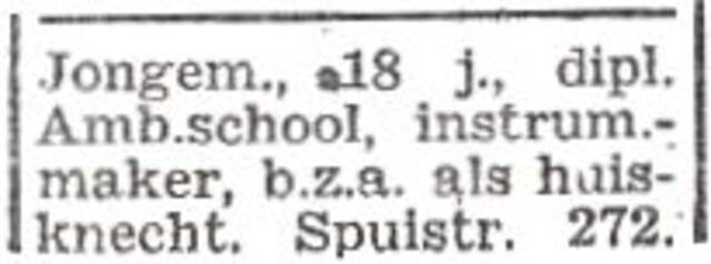 Advertentie van Philip Simon Pop