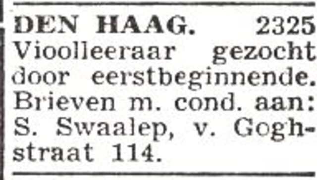 Advertentie van Simon Swaalep