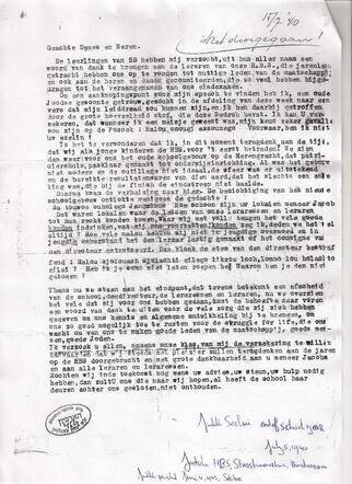 Speech that Judith Serlui z.l., number 77 on Heerengracht school picture, wrote but apparently never held.