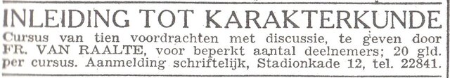 Advertentie van de heer Frederik van Raalte