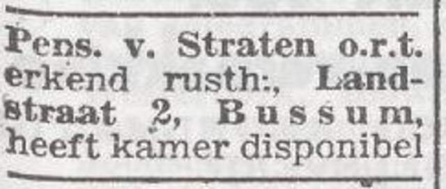Advertentie van Froukje Jennie Levi-van Straten