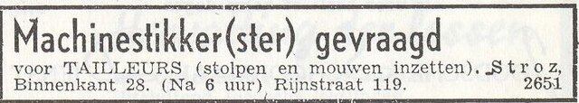 Advertentie van de heer Sjmoel Stroz