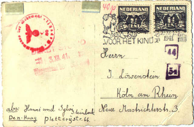 Achterzijde van de briefkaart (en)