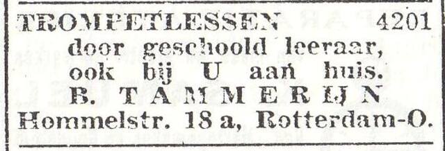 Advertentie van de heer Tammerijn