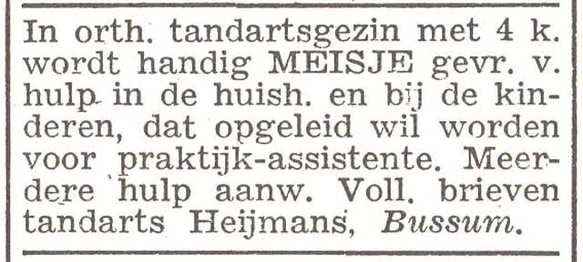Advertentie van tandarts Abraham Barend Heijmans