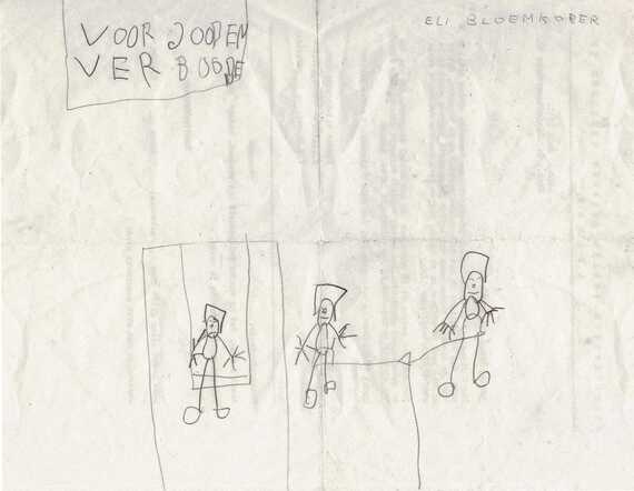 Tekening die Eli Bloemkoper in 1942 maakte
