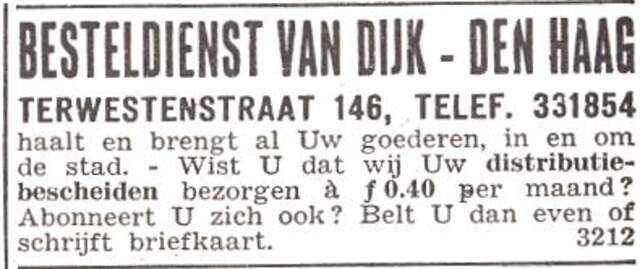 Advertentie van koopman Emanuel van Dijk