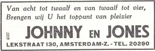 Advertentie van het duo Johnny & Jones