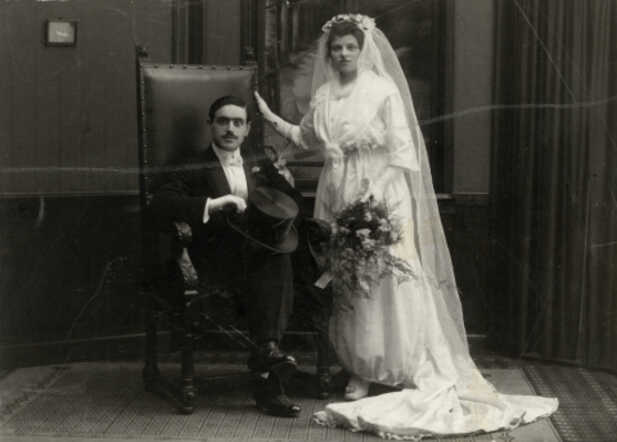 Trouwfoto van Max Kok en Julie Vleeschhouwer, 5 december 1917