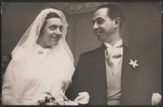 Trouwfoto van Hijman van Moppes en Seraphina Rebecca Wolf, 1938