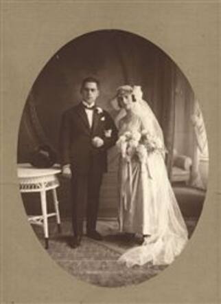 Trouwfoto van Mozes Filip Spier en Sara Huisman, 29 november 1922