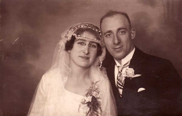 Trouwfoto van Philip Barend Koekkoek en Kaatje Verveer, 1928