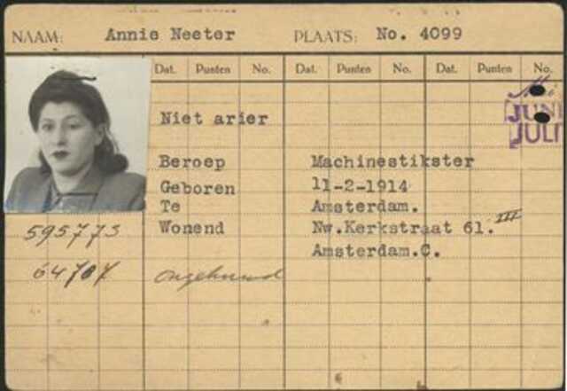 Registratiekaart regenjassenfabriek Van Weinstock