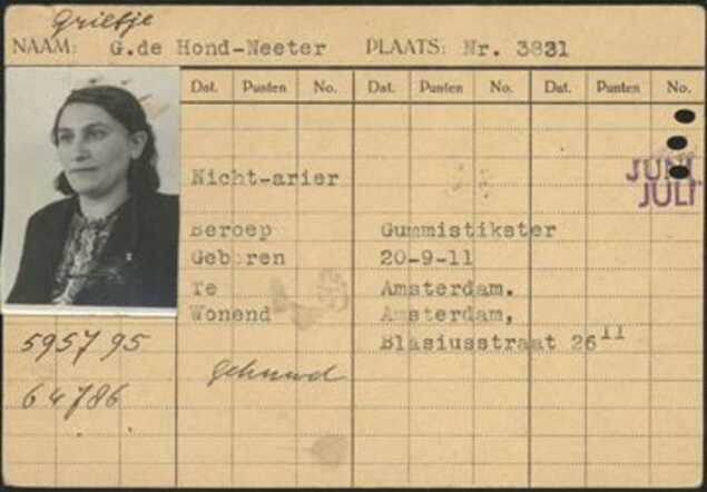 Registratiekaart regenjassenfabriek Van Weinstock