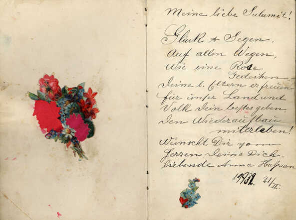 Versje van Anny Halper in het poëzie-album van Shulamit Ismann