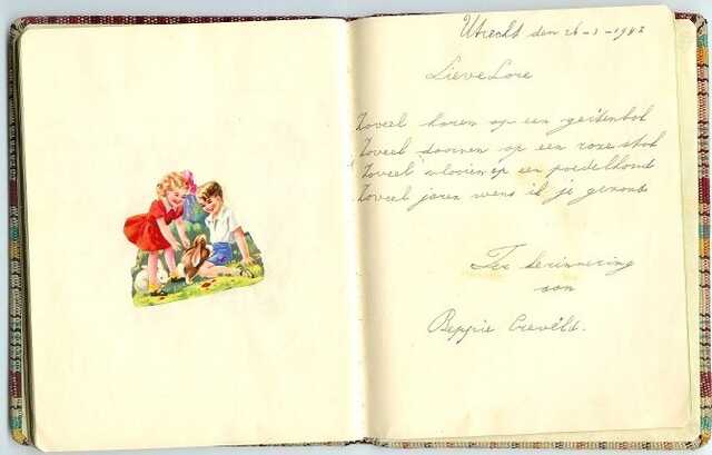 Versje van Beppie Creveld in het poëziealbum van Hannelore Thal