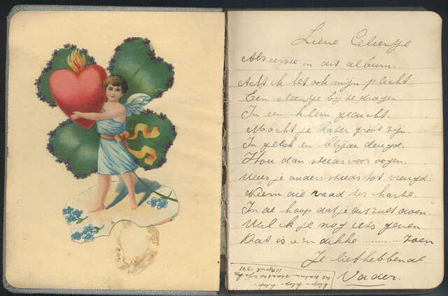 Versje van Emanuel Casseres in het poëzie-album van zijn dochter Sara (Celientje)