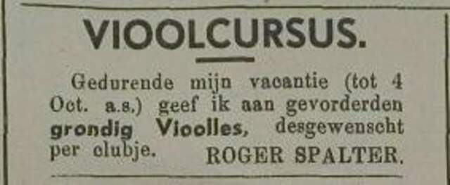 Vioolcursus Roger Spalter 1936