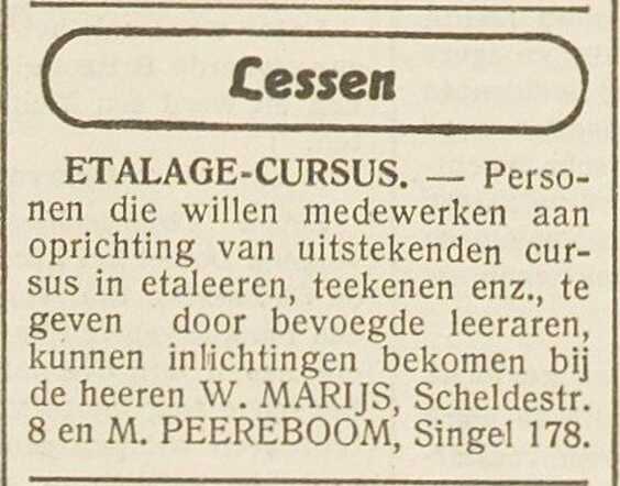 Vlissingsche Courant 19 juni 1939, pag. 8. Adv. Marcus (Max) Peereboom.